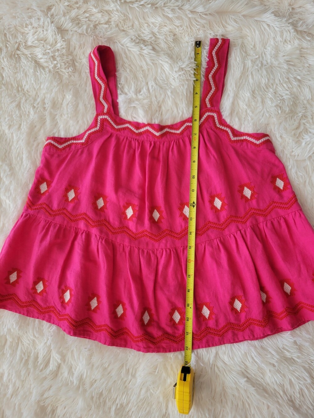 Ann Taylor LOFT Pink Linen Blend Embroidered Boho Tank Top Women XS Runs Big - Picture 11 of 12